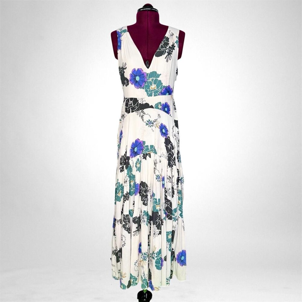 Free People Sure Thing Printed Maxi Dress Style No 41346420 Floral Flowy Ruffles - Picture 1 of 8